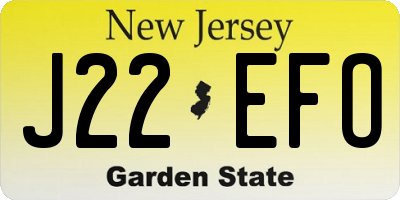 NJ license plate J22EFO