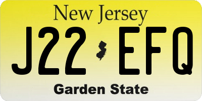 NJ license plate J22EFQ