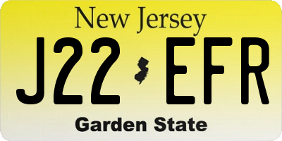 NJ license plate J22EFR
