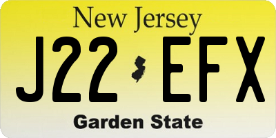 NJ license plate J22EFX
