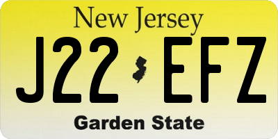 NJ license plate J22EFZ