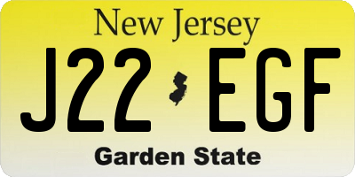 NJ license plate J22EGF