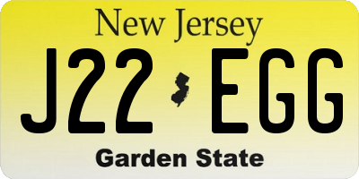 NJ license plate J22EGG