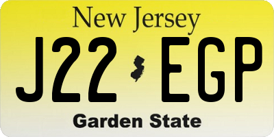 NJ license plate J22EGP