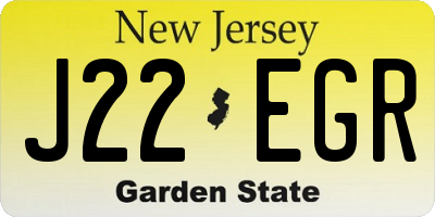 NJ license plate J22EGR