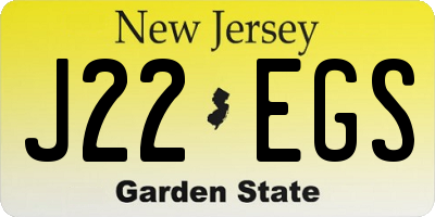 NJ license plate J22EGS