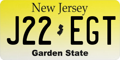 NJ license plate J22EGT