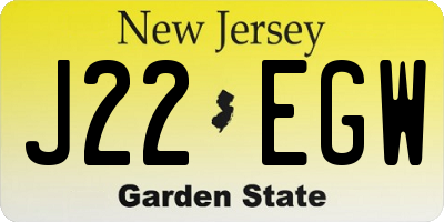 NJ license plate J22EGW