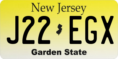 NJ license plate J22EGX