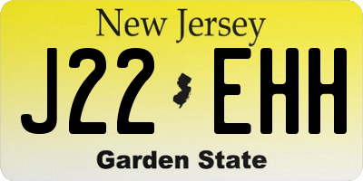 NJ license plate J22EHH
