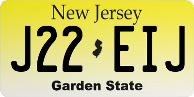 NJ license plate J22EIJ