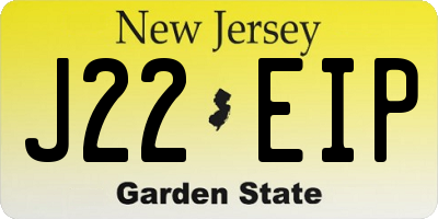 NJ license plate J22EIP