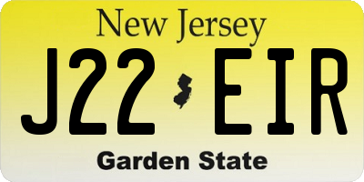 NJ license plate J22EIR