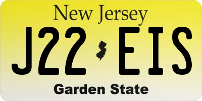 NJ license plate J22EIS