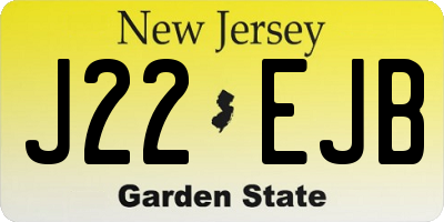 NJ license plate J22EJB
