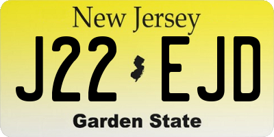 NJ license plate J22EJD