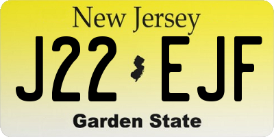 NJ license plate J22EJF
