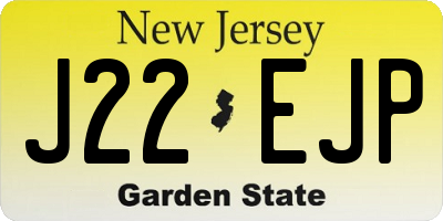NJ license plate J22EJP