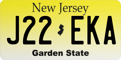 NJ license plate J22EKA