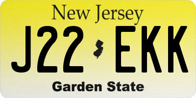 NJ license plate J22EKK