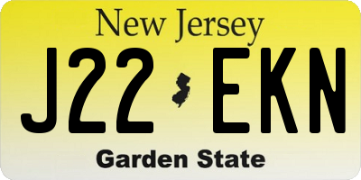 NJ license plate J22EKN
