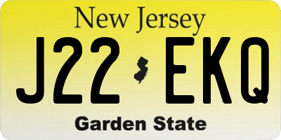 NJ license plate J22EKQ