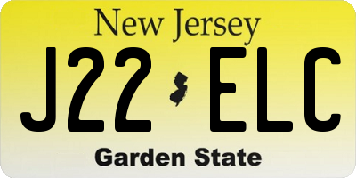 NJ license plate J22ELC