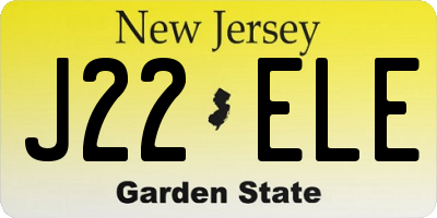 NJ license plate J22ELE