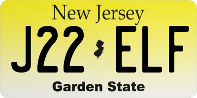 NJ license plate J22ELF