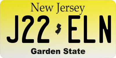 NJ license plate J22ELN