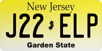 NJ license plate J22ELP