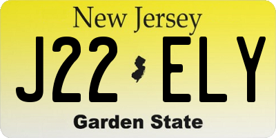 NJ license plate J22ELY