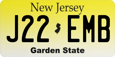NJ license plate J22EMB