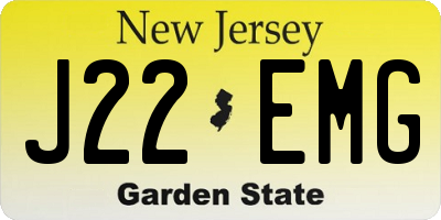 NJ license plate J22EMG