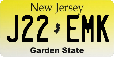 NJ license plate J22EMK