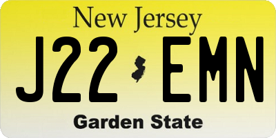 NJ license plate J22EMN