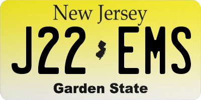 NJ license plate J22EMS