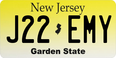 NJ license plate J22EMY