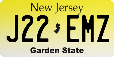 NJ license plate J22EMZ