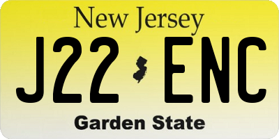 NJ license plate J22ENC
