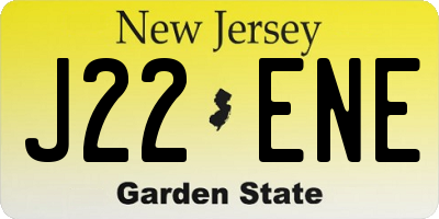 NJ license plate J22ENE