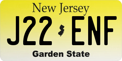 NJ license plate J22ENF
