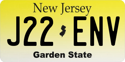 NJ license plate J22ENV