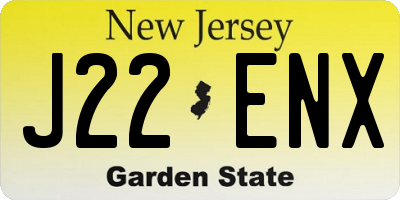 NJ license plate J22ENX