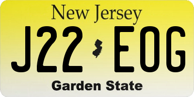NJ license plate J22EOG