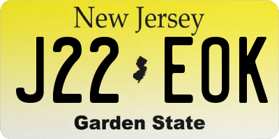 NJ license plate J22EOK