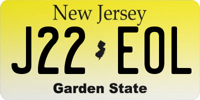 NJ license plate J22EOL