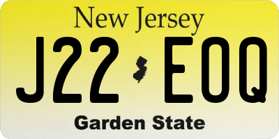 NJ license plate J22EOQ
