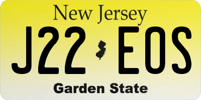 NJ license plate J22EOS