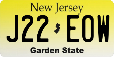 NJ license plate J22EOW